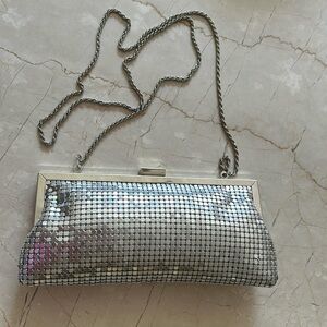 BEBE Silver Mesh Clutch